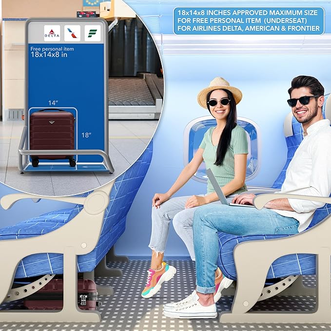 Carry On Suitcase Hardside Built In TSA Lock & USB Port Silent Double Spinner Wheels Maximum Underseat Carry-On Bag For American & United Approved Airlines( 18x14x8" ,Burgundy )