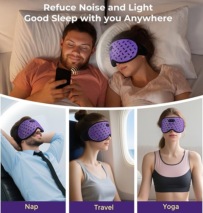 Sleep Mask Headphones with Bluetooth 5.4, LC-dolida Wireless Music Eye Mask for Sleeping Headphones Detachable 3D Eye Cups Cooling Breathable Bluetooth Eye Mask for Side Sleepers