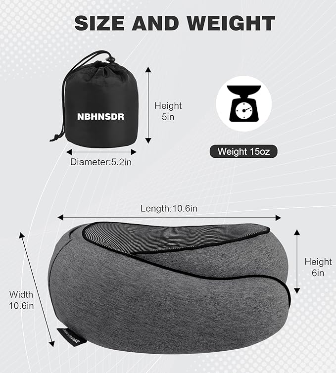 Hidden hat Airplane Travel Neck Pillow, Memory Foam Long-Distance Travel Neck Pillow, Suitable for use on Planes, in Cars and When Sleeping in The Office, Protecting Your Neck.