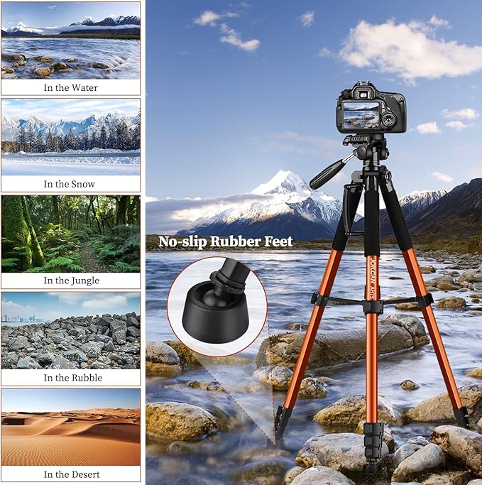 JOILCAN Tripod Camera Tripods, 74" Tripod for Camera Cell Phone Video Photography, Heavy Duty Tall Cameras Tripod Stand, Professional Travel DSLR Tripods Compatible with Canon iPhone, Max Load 15 LB