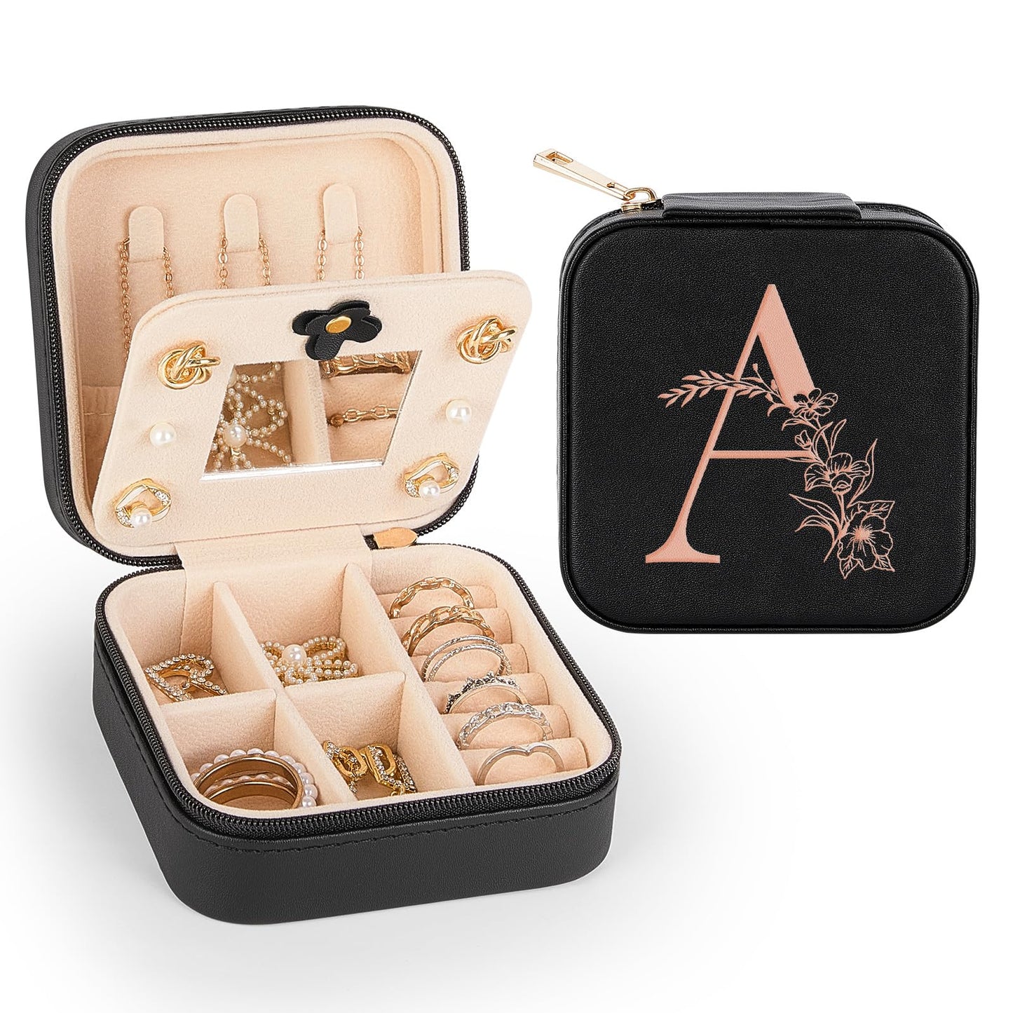 Unicorn Castle Travel Jewelry Case For Women Travel Jewelry Organizer With Mirror Jewelry Organizer Box Small Jewelry Box For Travel Essentials, A