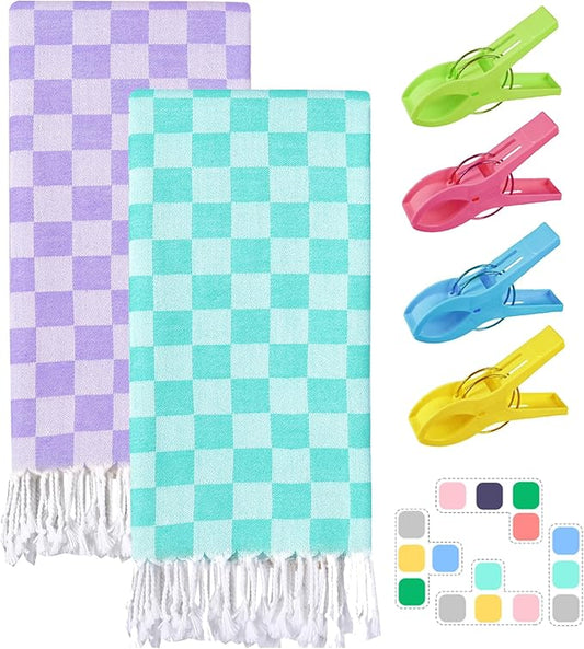 2 Packs Turkish Beach Towels Bath Pool Towel Wife Wifey Brides Husband Women Gifts for Her Wedding Day Bridal Shower Bachelorette Party Engaged Engagement Unique Aesthetic Romantic