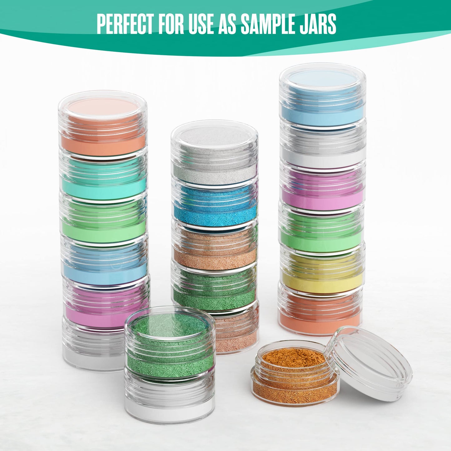 Houseables Sample Containers, Lip Balm Containers, Sample Jars, Mini Jars with Lids, Small, Empty, Makeup, Powder, Gloss, Cosmetic, Tiny, Chapstick, Dab, Wax, Scrub, Little, Clear Plastic 3 Gram, 50PK