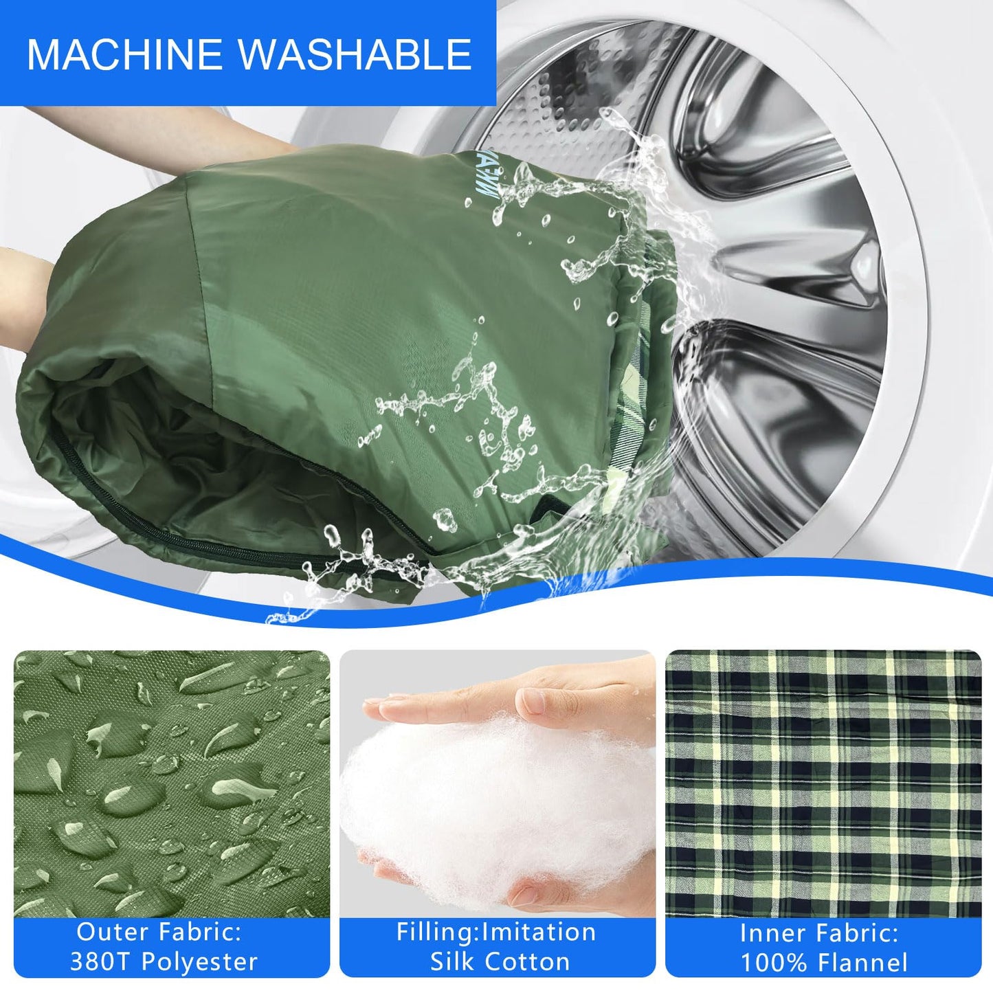 WKFAMOUT Backpacking Flannel Sleeping Bag Lightweight for Adults Hiking Ultralight Compact Sleeping Bag Portable Warm Weather Summer with Compression Sack