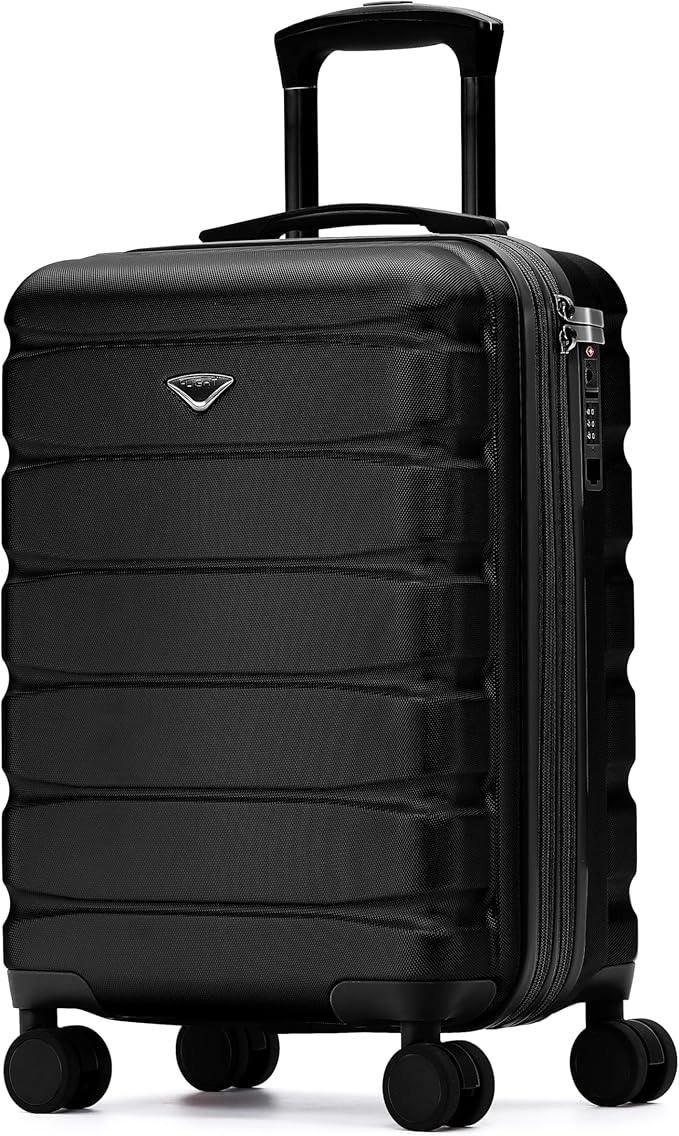 Carry On Suitcase Hardside TSA Lock & USB Port Silent Double Spinner Wheels Maximum Carry-On Bag For Canada Air Approved Airlines( 21.5x15.5x9" ,Black )