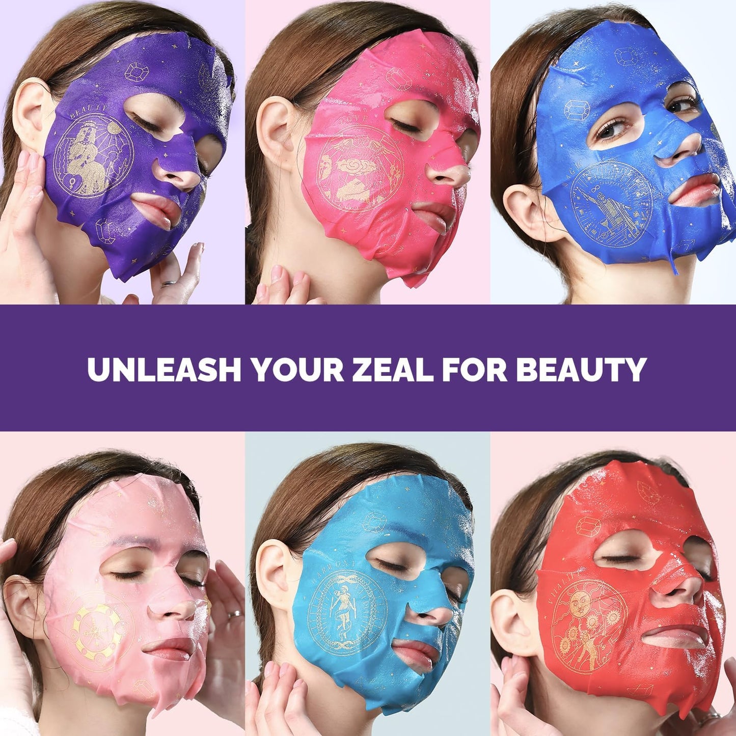 ZealSea Collagen Face Mask Skincare for Anti Aging, Hydrating Face Masks, Oat Peptide Face Mask for Wrinkles & Fine Lines, Beauty Sheet Mask, Self Care Gift for at Home Spa Party pack of 2