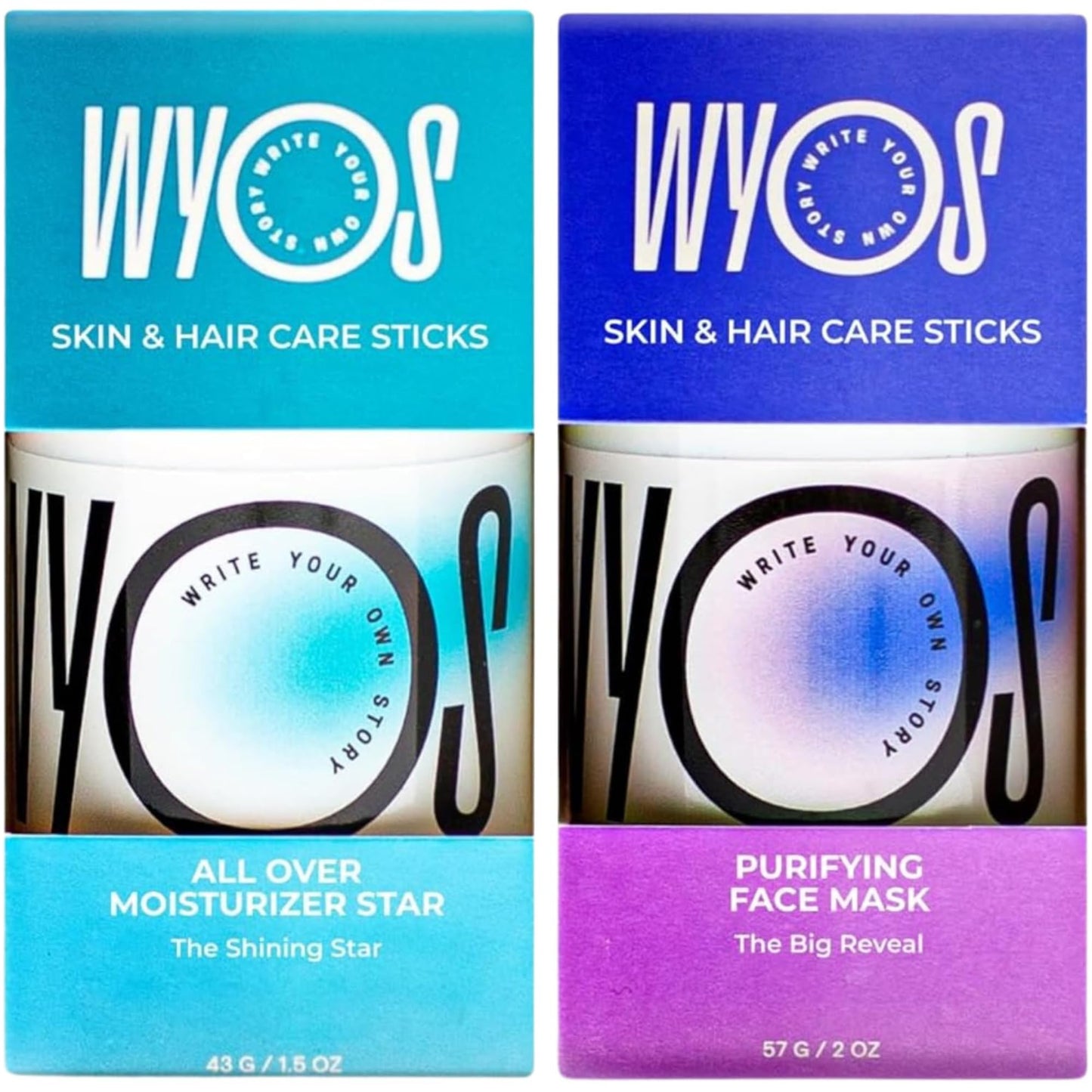 WYOS Oil Moisturizer Stick & Clay Face Mask Stick Stocking Stuffer Bundle | Travel Size, Leak Free, Vegan, Cruelty Free, Portable, Sulfate Free, Paraben Free