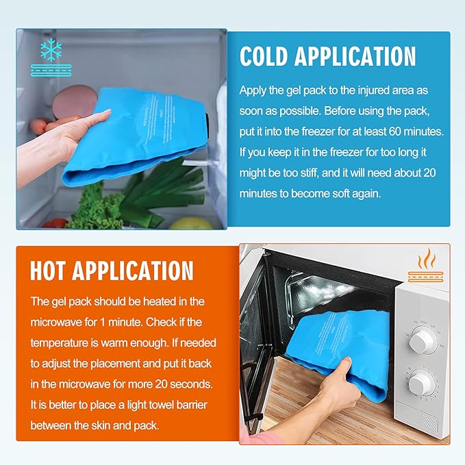 Neck Stretcher & Gel Pack for Pain Relief, Cervical Traction Device Pillow with Hot Cold Compress, Reusable Ice Pack Wrap for Neck, Shoulder, Knee, Back, Hand Injuries, Swelling, Bruises, Sprains