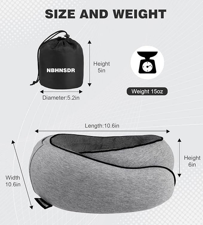 Hidden hat Airplane Travel Neck Pillow, Memory Foam Long-Distance Travel Neck Pillow, Suitable for use on Planes, in Cars and When Sleeping in The Office, Protecting Your Neck.