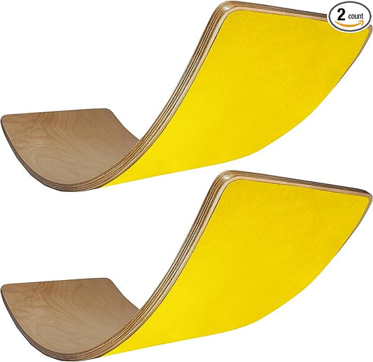 Adventure Awaits! Balance Wobble Board 2-Pack Natural Hardwood with Optional Felt Layer Included for Adventurous Kids or Yoga