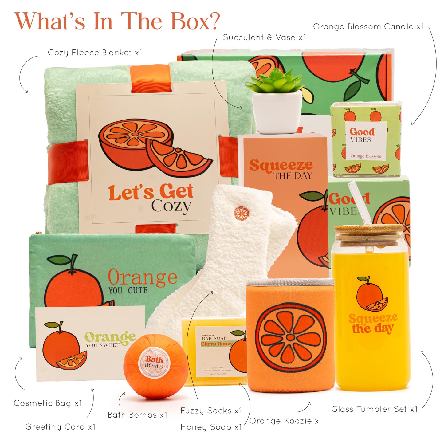 The Love Crate Co. Self Care Package for Women – Thinking of You Self Care Kit, Orange Birthday Box for Her, Get Well Soon Basket, Spa Treat for Women, After Surgery Care Package, Thoughtful Gift Idea