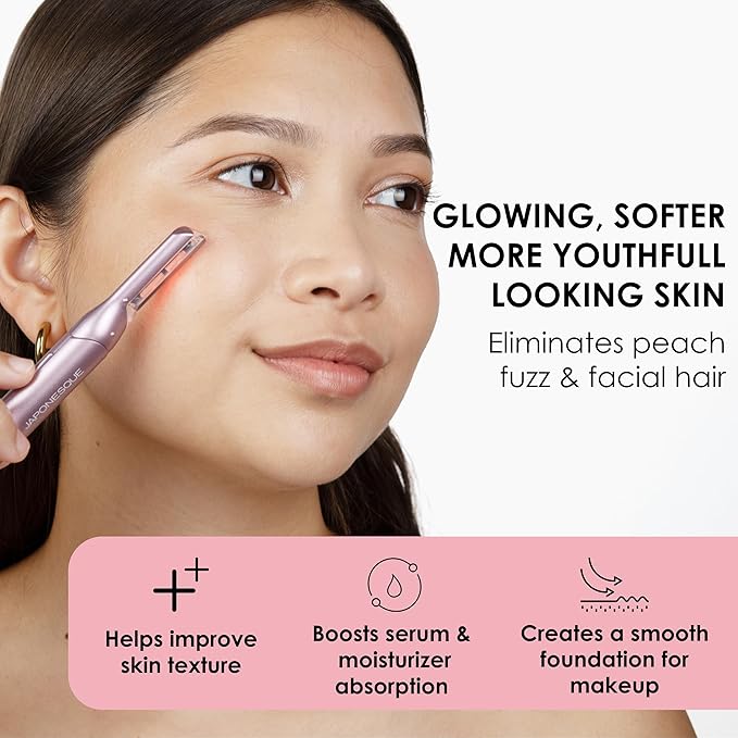 JAPONESQUE SKINTherapy LumeBlade Facial Dermaplane Razor with Soothing, Red Light Therapy at the Blade, Includes 2 Replacement Blades