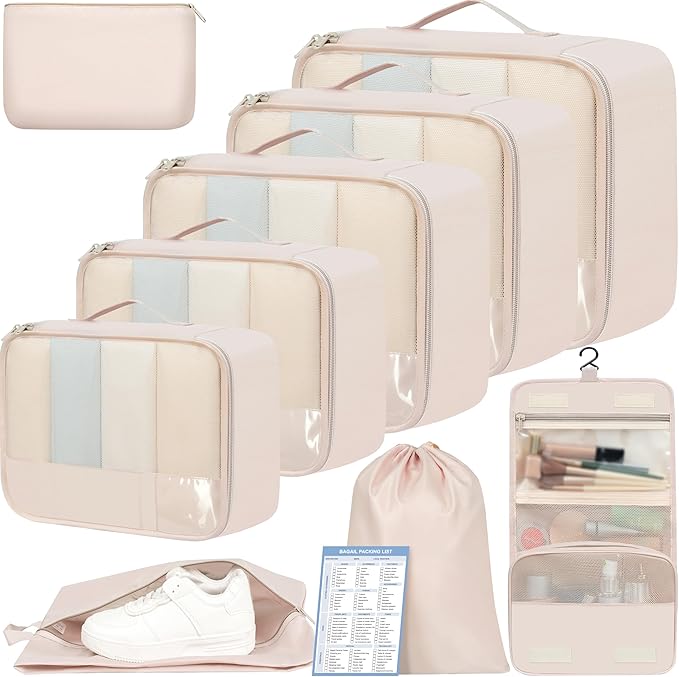 BAGAIL 9 Set Packing Cubes Luggage Packing Organizers for Travel Accessories