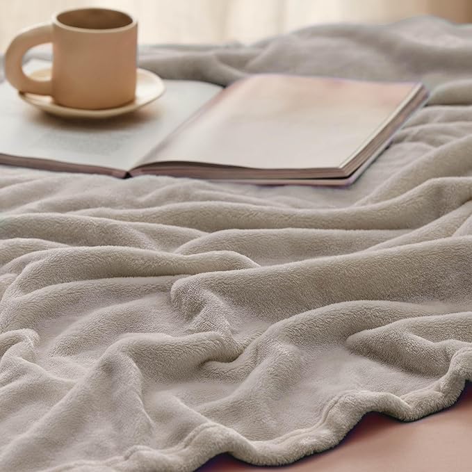 Bedsure GentleSoft Fleece Throw Blanket for Couch Oxford Tan - Lightweight Plush Fuzzy Cozy Soft Blankets and Throws for Sofa, 50x60 inches