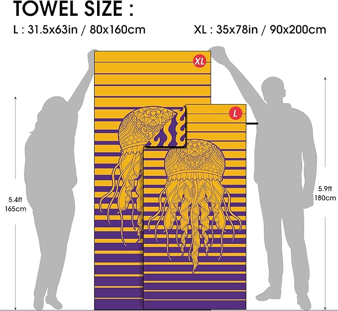 4Monster Microfiber Beach Towel Quick Dry,Super Absorbent Lightweight Travel Towel for Swimmers, Sand Free Camping Towel, Beach Towels for Pool,Swim,Water Sports,Yoga