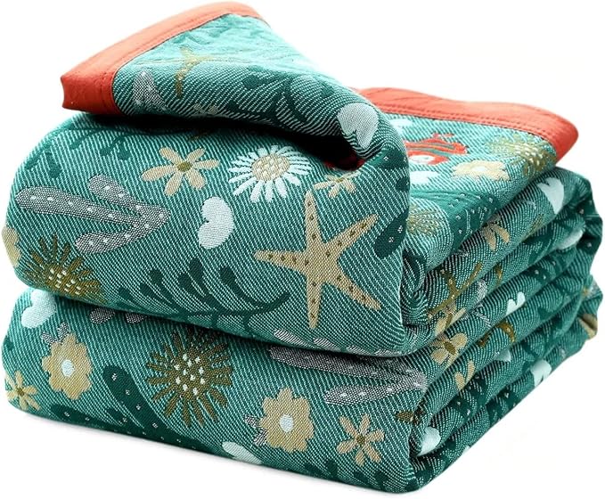 Boho Throw Blanket for Bed 100% Cotton Ultra Soft Rustic Quilt Fall Blanket Floral Printed Farmhouse Decor Bed Blankets,60"×80" All Season Rustic Throw for Sofa Couch Chair