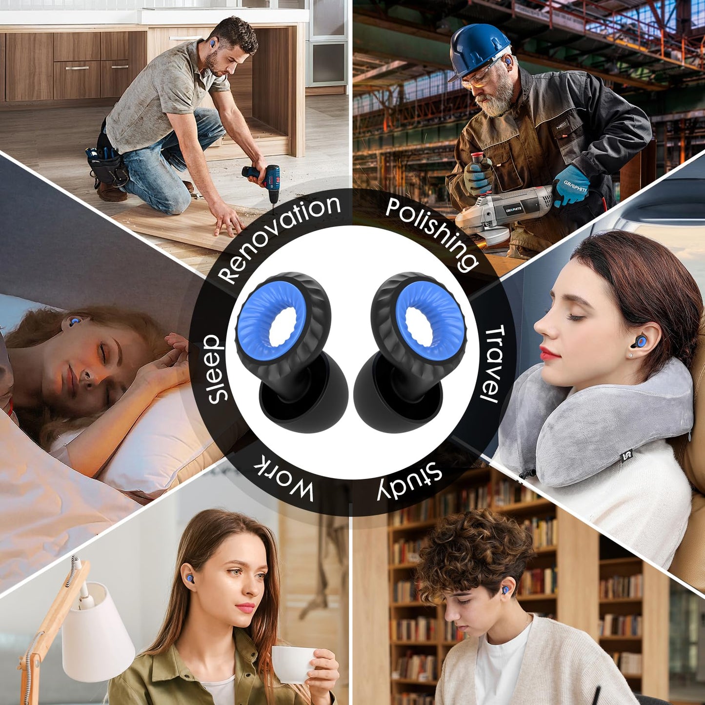 Ear Plugs for Sleeping Noise Cancelling -30dB, 2-Pack Reusable Soft Noise Reduction Ear Plugs for Sleep, Travel,Deep Focus, Hearing Protection,Concert with Carrying Case(White*2)