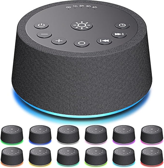 SoundLegend White Noise Sleep Sound Machines 30 Sounds 12 Colors Light 32-Level Volume 5 Timers for Home Travel Gift Adjustable Brightness Memory Function Compact