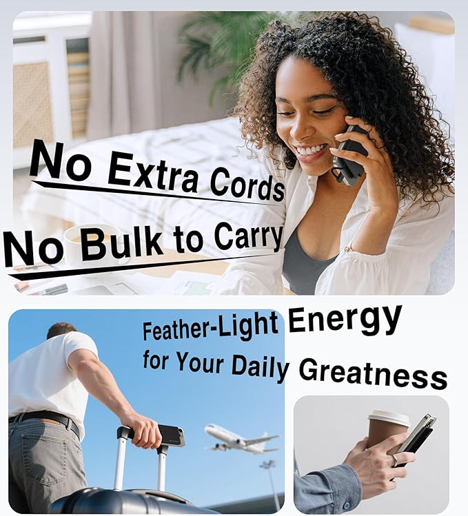 Auskang Slim Power Bank for Travel-5000mAh USB C Portable Charger Built in Cable- Airplane Safe Thin Battery Pack Compatible with iPhone16 15 Devices Samsung Google Pixel Android Phones