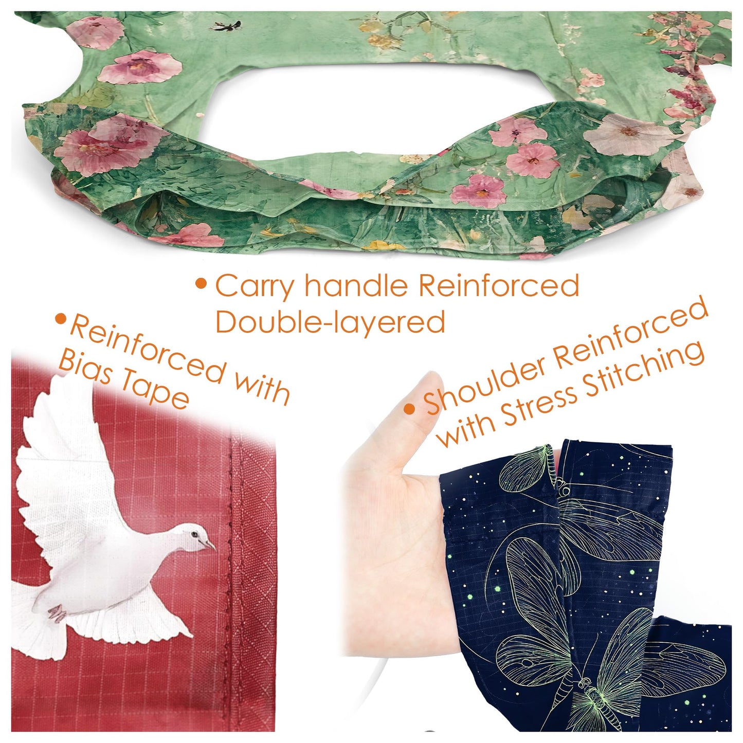 BeeGreen Reusable Grocery Bags 6 Pack, Heavy Duty Totes for Women, Foldable Grocery Bag Large Shopping Totes with Handles for Work, Travel, Gift, Store, Polyester Washable Reusable Tote Bag