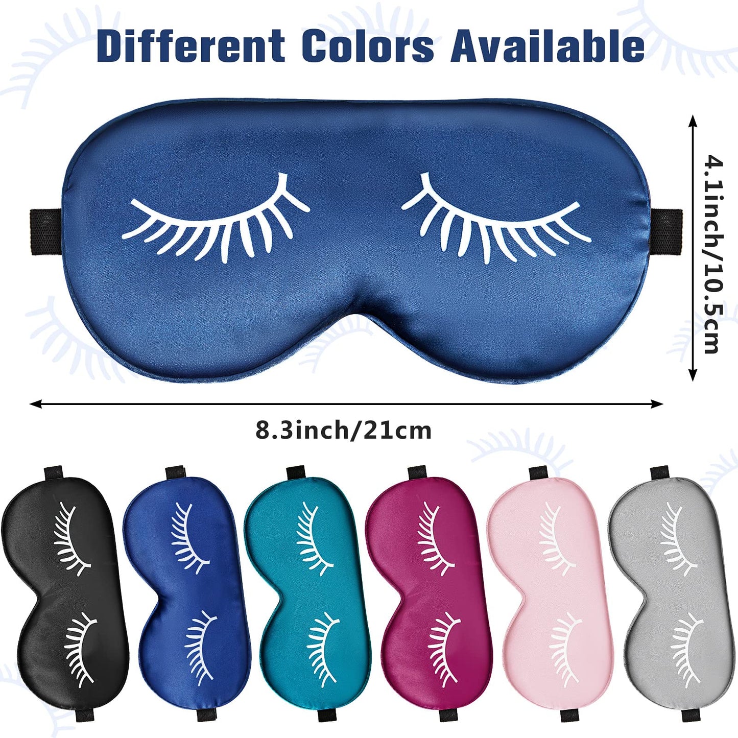 Jecery 6 Pieces Silk Sleep Eye Masks Soft Eye Masks Adjustable Blindfold Eyeshade Sleep Eye Cover Smooth Sleeping Masks with Storage Bag for Women Men Sleep Travel Nap
