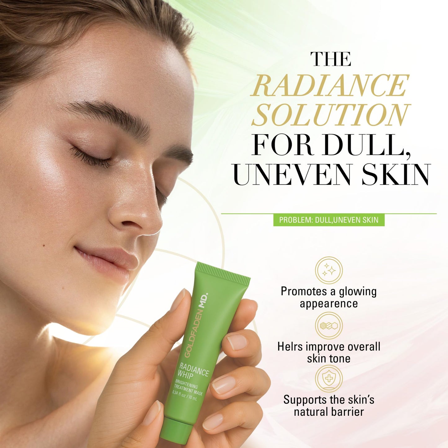 GOLDFADEN MD Radiance Whip Treatment Mask | Deep Hydration & Even‑Tone Peptide Face Mask| Vegan Clean Formula| Trial 10ml