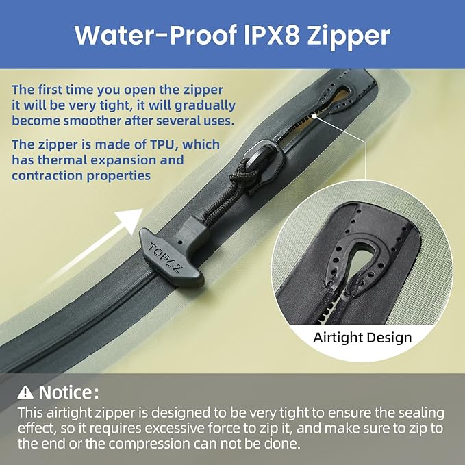 BAGAIL TPU Vacuum Bag for Travel, Reusable Compression Bag with IPX8 Waterproof Zipper, Save Space for Suitcase, Backpack and Carry on (Green, Large, No Pump)