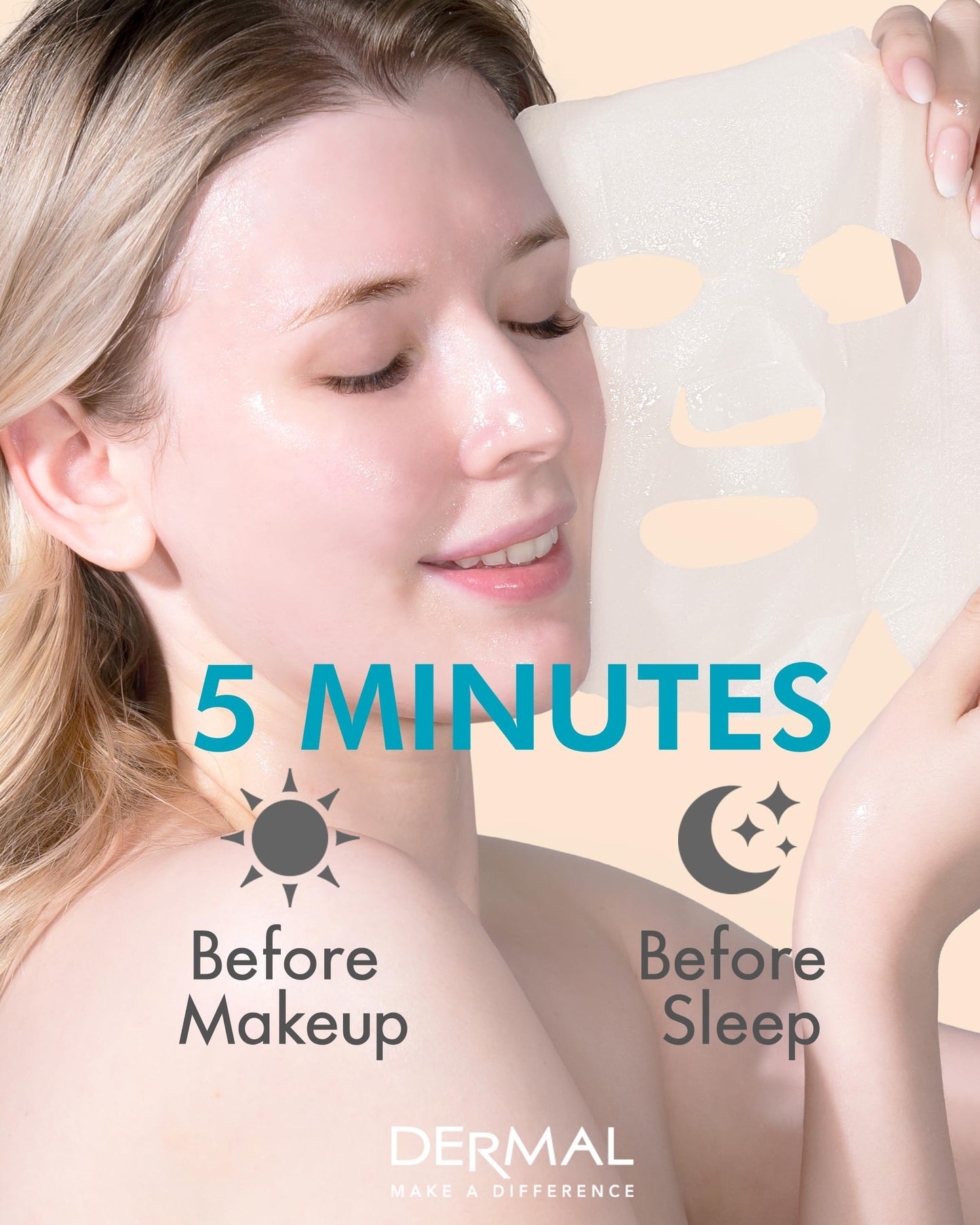 DERMAL Seaweed Collagen Essence Full Face Facial Mask Sheet 23g, single pack