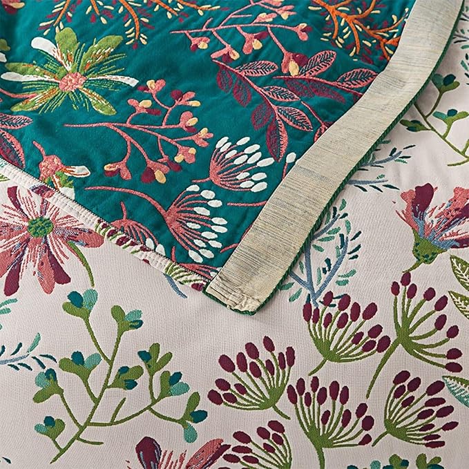 Boho Throw Blanket 100% Cotton, Green Grass Muslin Large Queen Size Quilt Blanket for Bed, Sofa, Couch, Farmhouse Decor Bed Blankets, All Season Rustic Throw Blanket