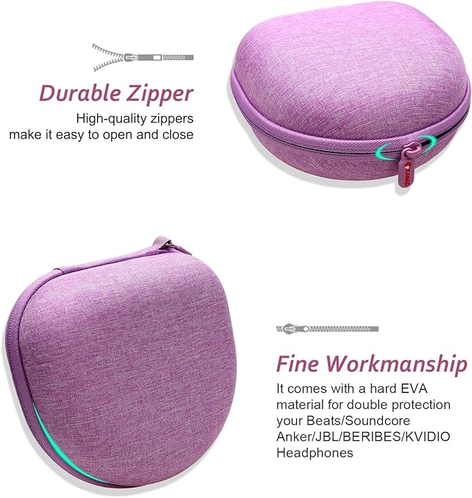 Kids Headphones Case Compatible with JoySpark/iClever BTH22 BTH12 HS19 / Candy Bila/MIDOLA MD-B01 / noot Products/EarFun/IMYB Foldable Kid Headphone for School, Purple (Case Only)