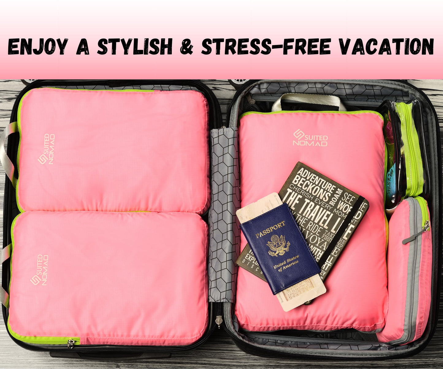 6 Set/3 Set Ultralight Compression Packing Cubes, Suitcase and Backpack Travel Organizer Bags