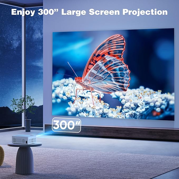 5G WiFi Bluetooth Movie Projector, Real Native 1080P 4K Outdoor Projector for Home Theater Movies, Synchronize Smartphone, Compatible with USB/TV Stick/HDMI
