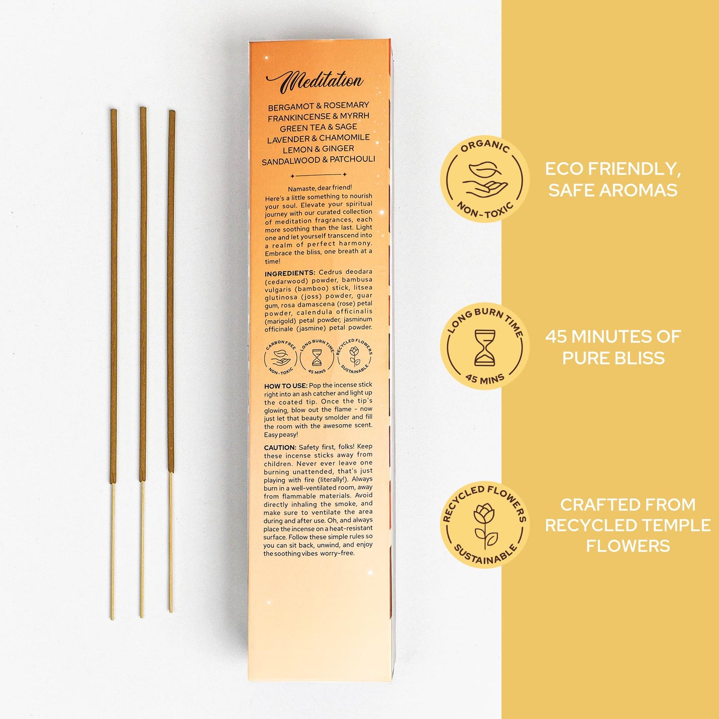 Carnatia Meditation Incense Sticks – Set of 6 Calming Scents for Mindfulness, Focus & Self-Care | Purifying Aromas for Spiritual Wellness, Inner Peace & Healing Rituals!