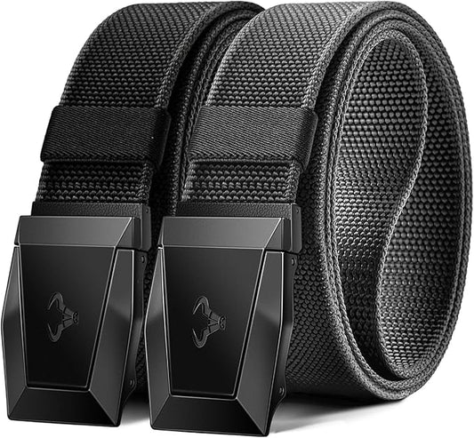 BULLIANT Men Belt 2 Pack,Nylon Web Holster Belt Stretch for Gift Men Outdoor Work Sports Hunting Hiking,Quick Release