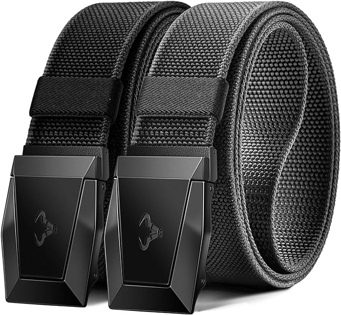 BULLIANT Men Belt 2 Pack,Nylon Web Holster Belt Stretch for Gift Men Outdoor Work Sports Hunting Hiking,Quick Release