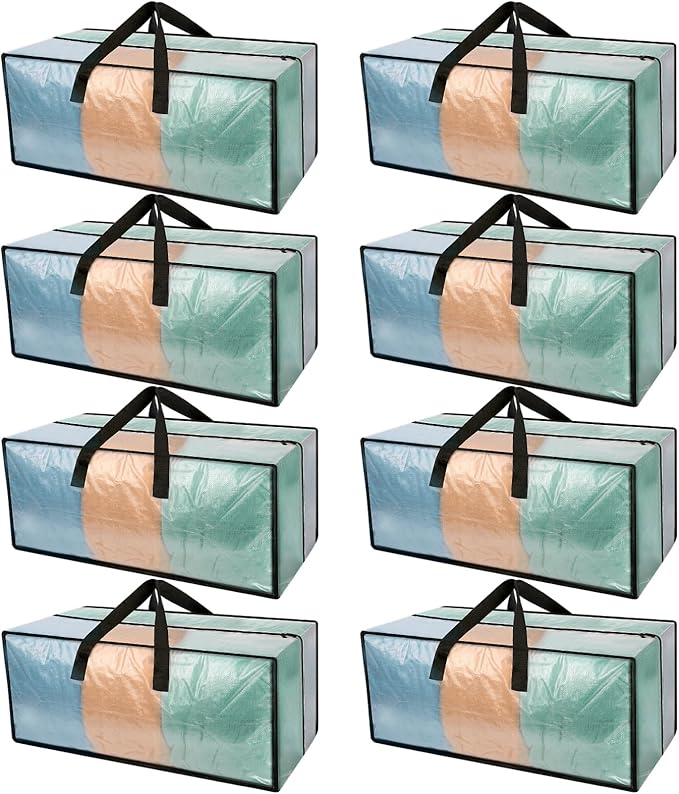 8 Pack Heavy Duty CLear Moving Bags, Large CLear Storage Bags for College Dorm Room Essentials, Alternative to Moving Boxes, Compatible with IKEA Frakta Cart