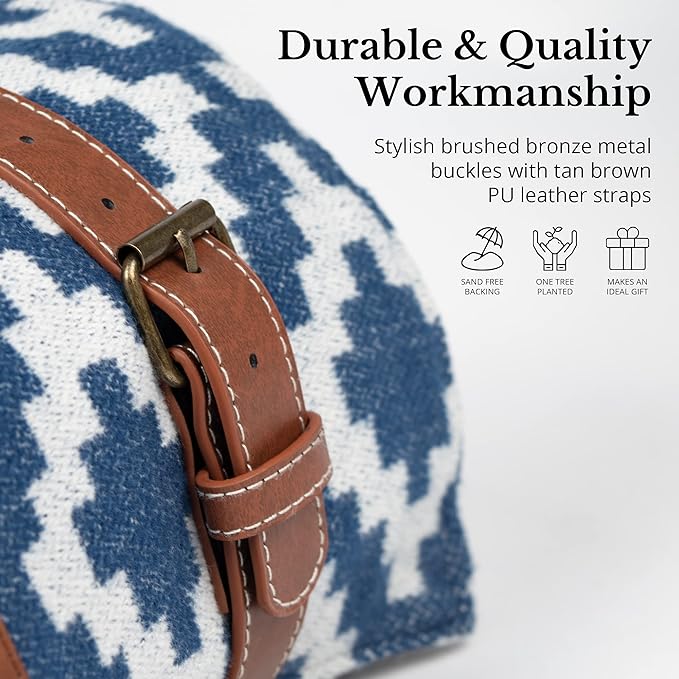 Komorebi Extra Large Picnic Blanket - 78” x 59” - Waterproof Outdoor Blanket, Foldable & Portable Sandproof Beach Blanket - Blue Travel Mat with Soft Cotton & Carry Handle