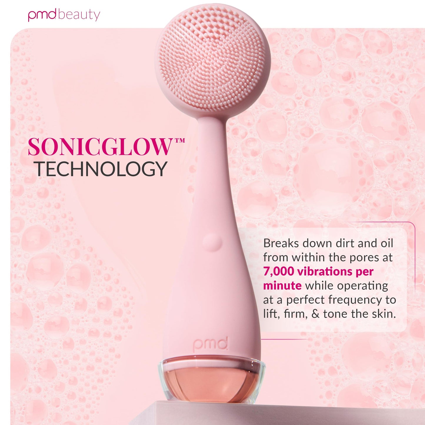 PMD Beauty: Electric Facial Cleansing Brush - Smart Facial Device with Silicone Brush & Anti-Aging Massager, Blush