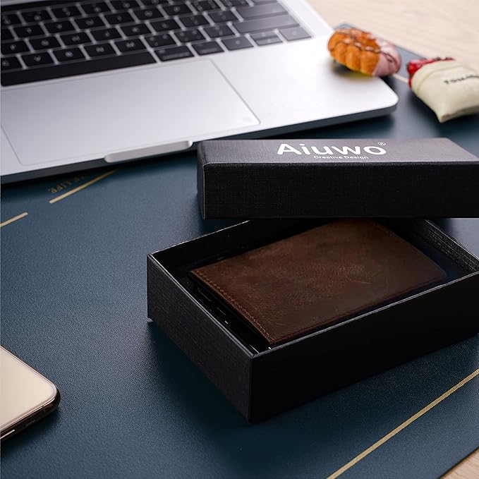 Aiuwo Airtag Wallet for Men,Mens Wallet Card Holder,Smart,Slim,Minimalist Wallet,Credit Cards Holder RFID Blocking Wallet (Airtag Wallet, Crazy Horse Brown)