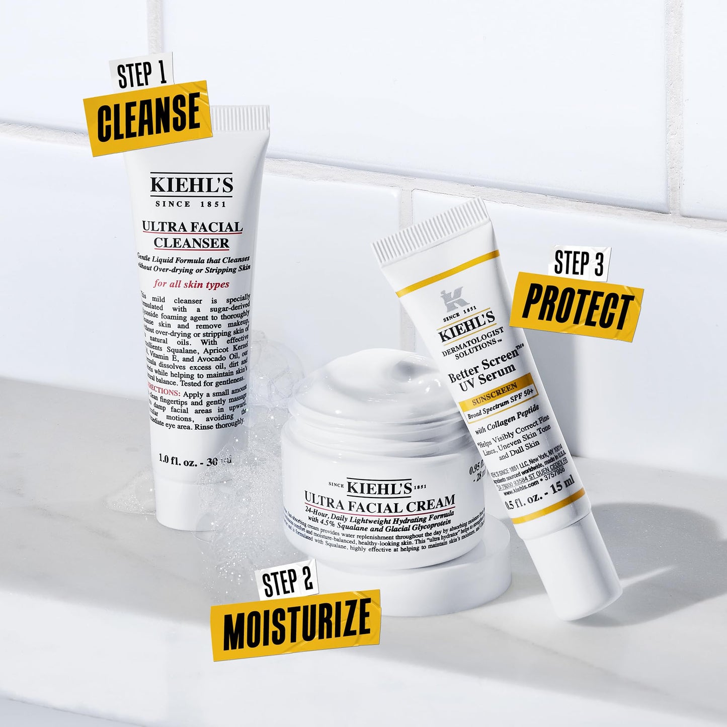 Kiehl's Travel Size Skincare Gift Set, $49 Value, Contains Travel Size Face Wash, Sunscreen with SPF 50, and Moisturizer, TSA Friendly