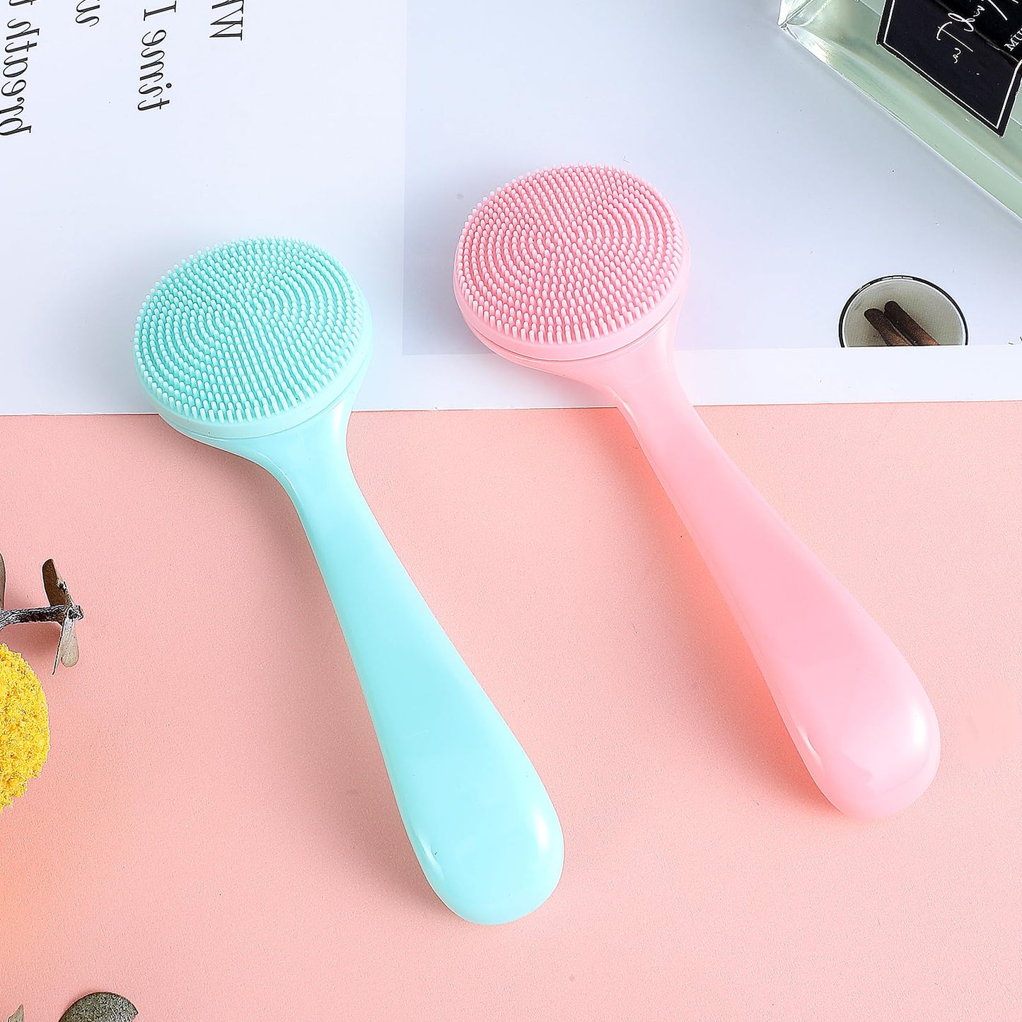 BOHUIZ 2Pcs Silicone Face Brush Manual Face Scrub Brush, Soft Facial Cleansing Brush Waterproof Exfoliating Face Brush Skin Friendly Face Cleaner Brush for Blackheads Makeup Residues Removal