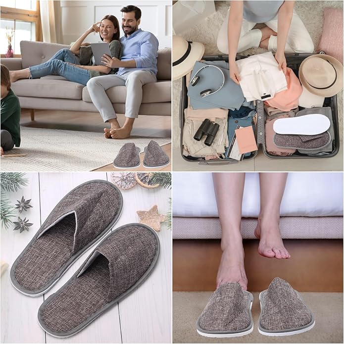 24 Pairs Spa Slippers Flip Flops Disposable Slippers for Hotel Guests Women Men Closed Toe Super Comfort White