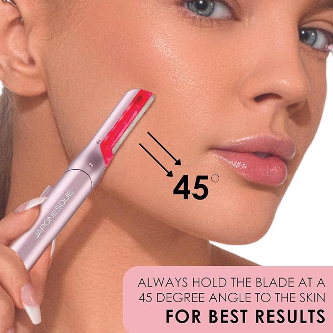 JAPONESQUE SKINTherapy LumeBlade Facial Dermaplane Razor with Soothing, Red Light Therapy at the Blade, Includes 2 Replacement Blades