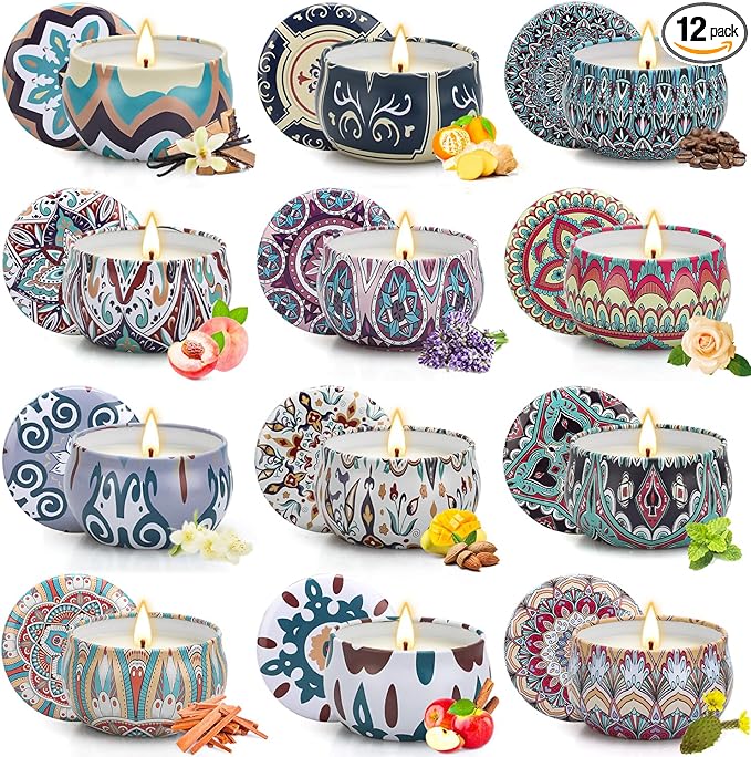 Candles Gifts for Women, 12 Pack Candles for Home Scented, 30 Oz Soy Wax Candle Gifts Sets, 240H Burning Candle for Scented, Ideal for Birthday, Valentine's Day, Mother's Day