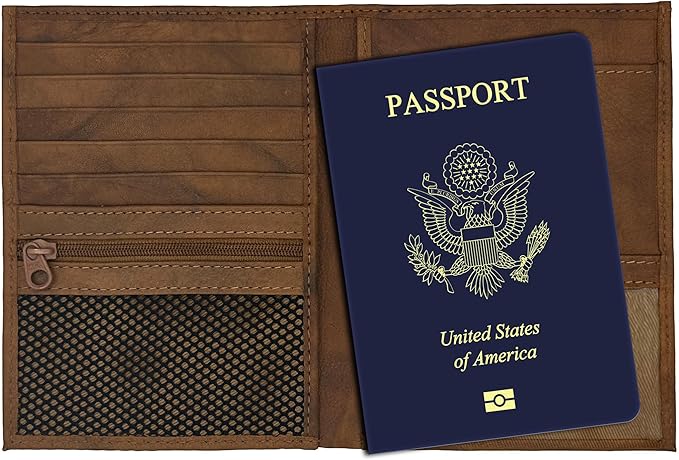 Antique Saddle RFID Genuine Leather Passport Wallet