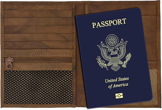 Antique Saddle RFID Genuine Leather Passport Wallet