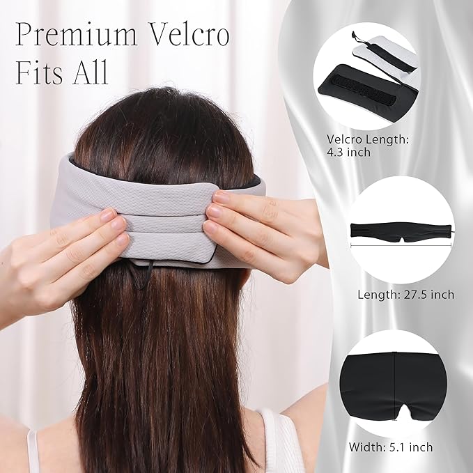 MUSICOZY Ice Silk Sleep Headphones with Bluetooth Mask, Eye Mask for Sleeping in Total Darkness, 5.4 Bluetooth Sleep Mask Sleep Headphones, Soft, Gifts for Men Women (Black)