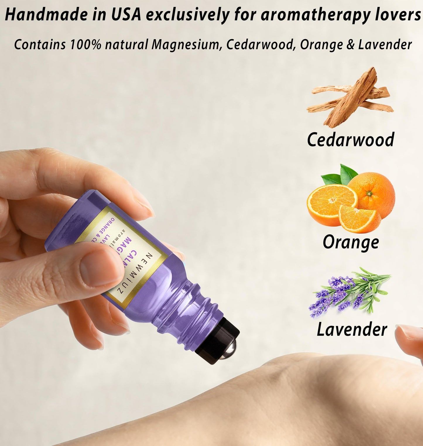 Calm Magnesium Roller Lavender Orange Cedarwood Essential Oil Roll On Calming Aromatherapy Self Care Stress Relief Destress Stocking Stuffers Gifts