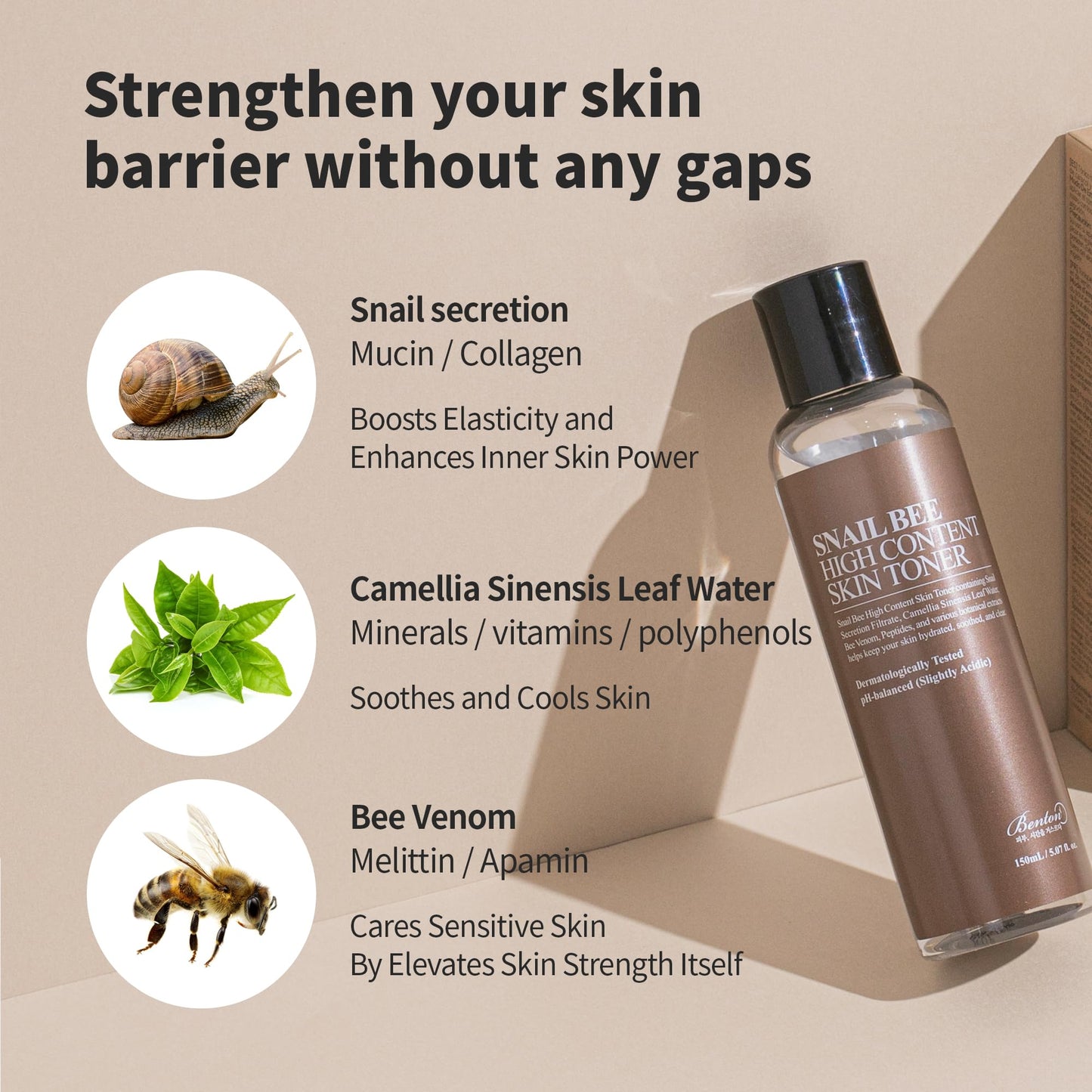 BENTON Snail Bee High Content Skin (Toner) - Snail Mucin Toner, Snail Mucin Essence Toner, Bee Venom Korean Toner, Korean Skin Care Snail Toner, Face Skin Care Snail Essence, Snail Mucin Moisturizer