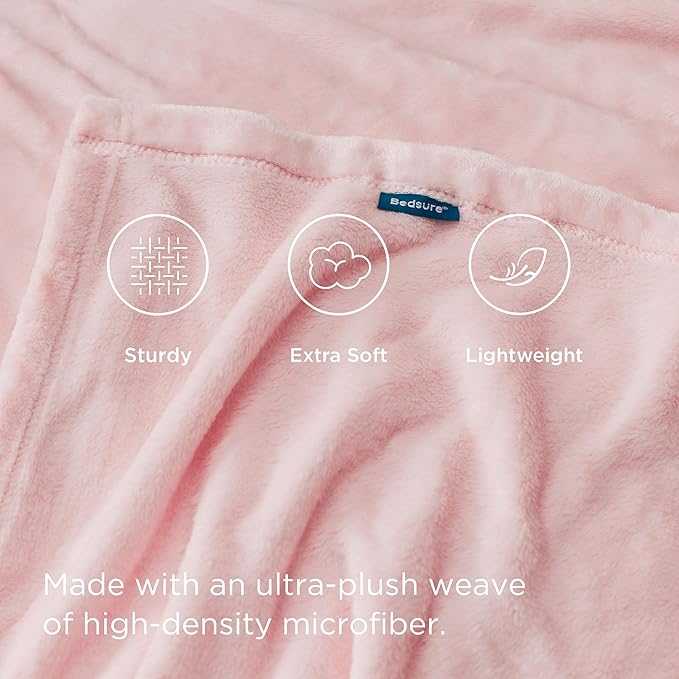 Bedsure GentleSoft Pink Fleece Blanket - 300GSM Soft Lightweight Plush Cozy Blankets for Bed, Sofa, Couch, Travel, Camping, 50x70 inches